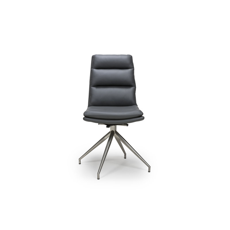 Tarboro 49cm H Upholstered Side Chair, Grey, Brushed Steel