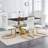 Aurora Morden Mid-Century 63" Rectangular Dining Table Set with Faux Leather Chairs-1561072164-1562151069