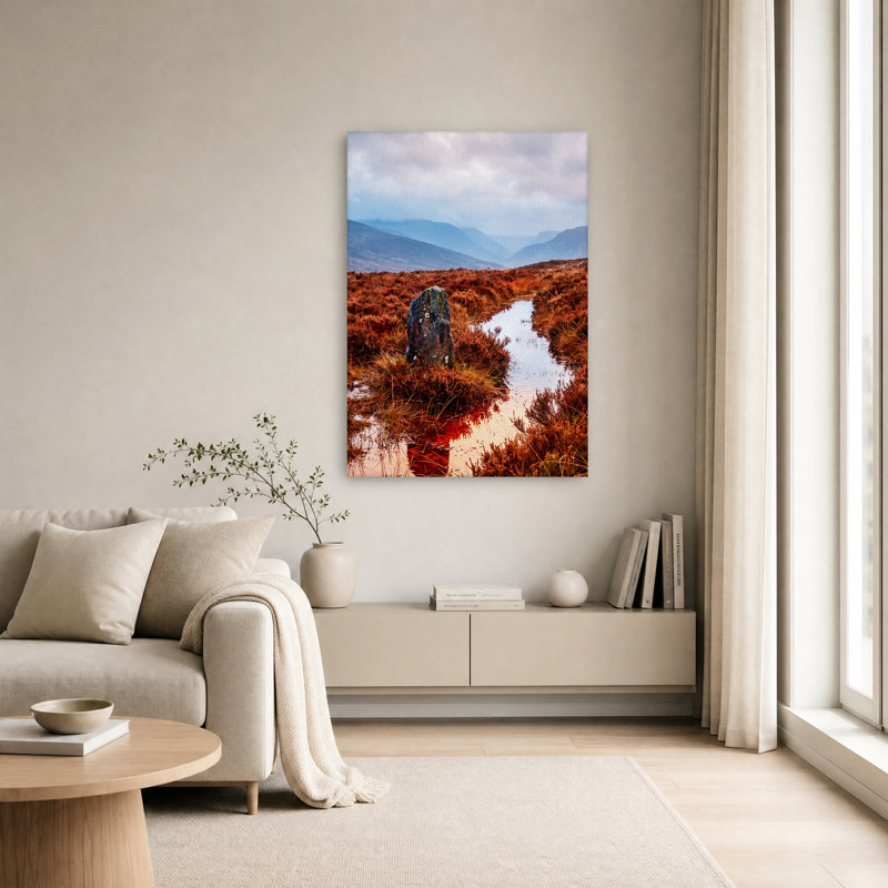 Art mural sur toile autoportant avec montagnes, H 24 po x l 16 po