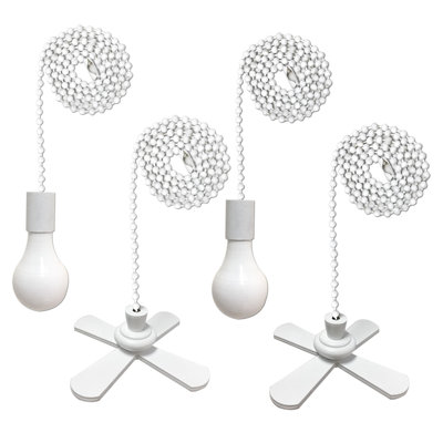 4 Piece Fan and Light Bulb Shaped Ceiling Fan Pull Chain Set