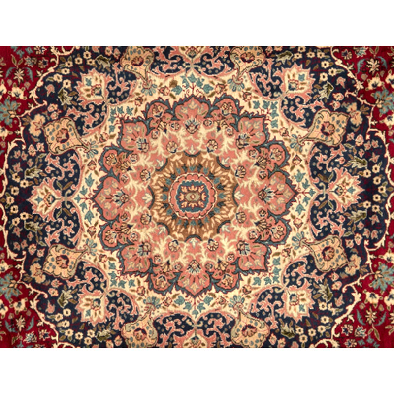 Hand Knotted Wool Area Rug in Red And Blue