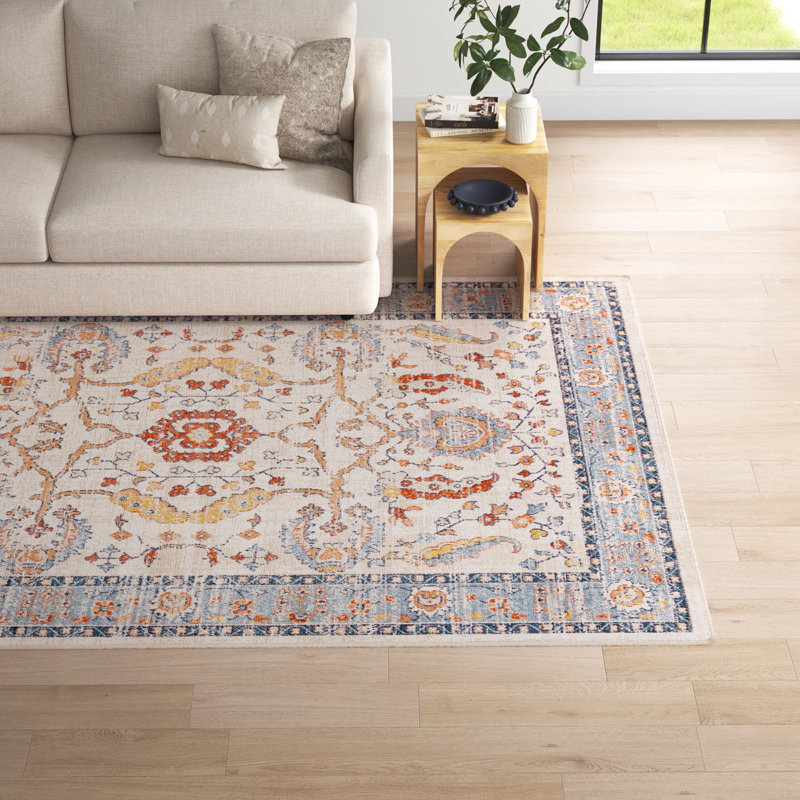 Robert Oriental Brick Red/Navy/Light Beige Indoor/Outdoor Use Area Rug, Rectangle 7'10" x 10'
