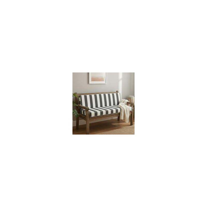 Stripe Custom Bench Cushion - Water Resistance, 2", 47" W x 17" D, White/Dark Gray