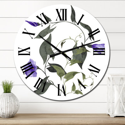 Horloge murale surdimensionnée avec fleurs et herbes II
