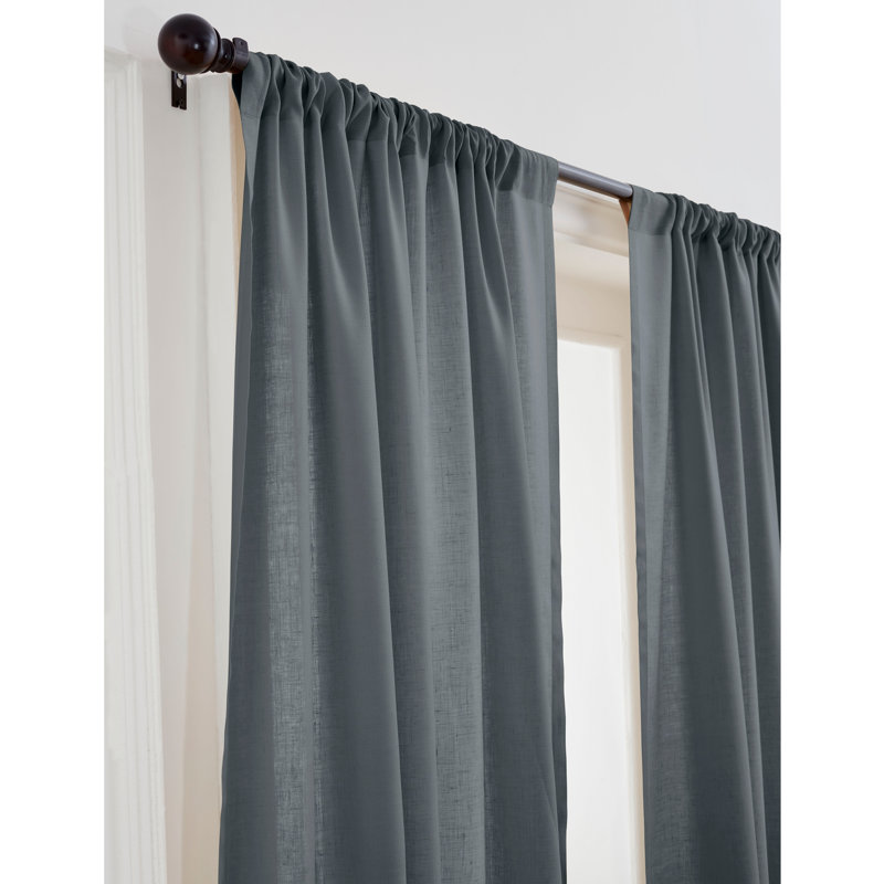 Linen Curtain with Rod Pocket, Lava Smoke, 52" W x 63" L