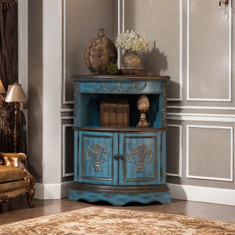 Élégante armoire d'angle multifonctionnelle rétro, Blue