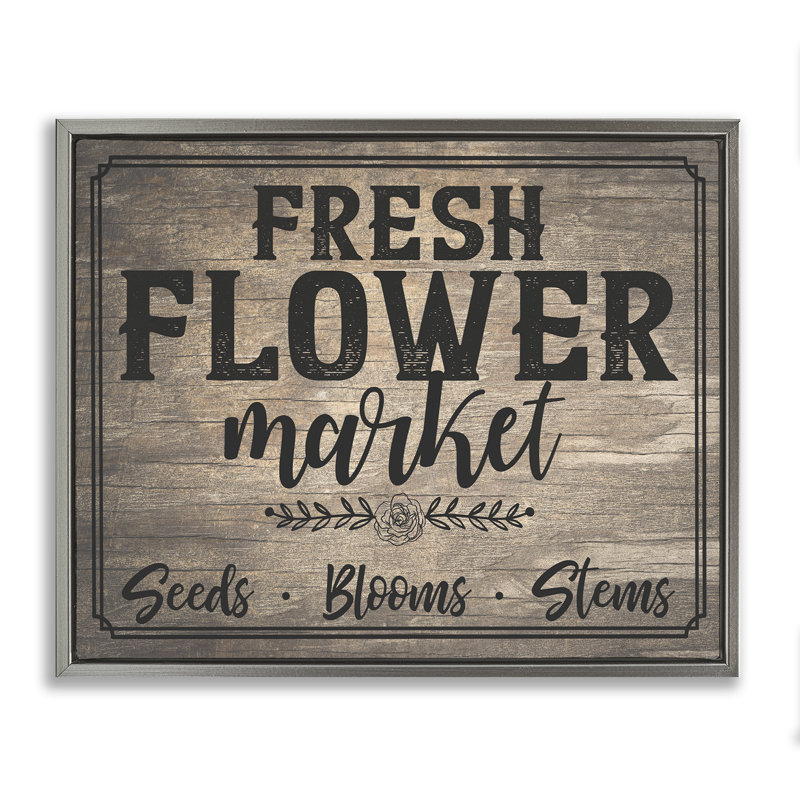 "Rustic Flower Market", art mural encadré par Angela Nickeas, Cadre flottant gris lustré, H 17 po x l 21 po