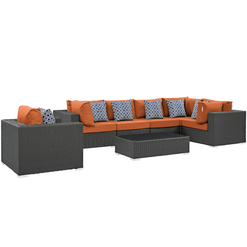Ensemble modulaire d'extérieur Sunbrella 7 pièces Sojour, Toile Sunbrella® toscan