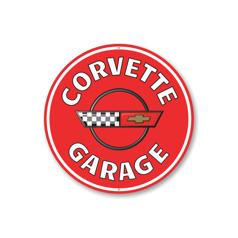 Enseigne de voiture Corvette, H 12 po x l 12 po x P 0,04 po, Rouge