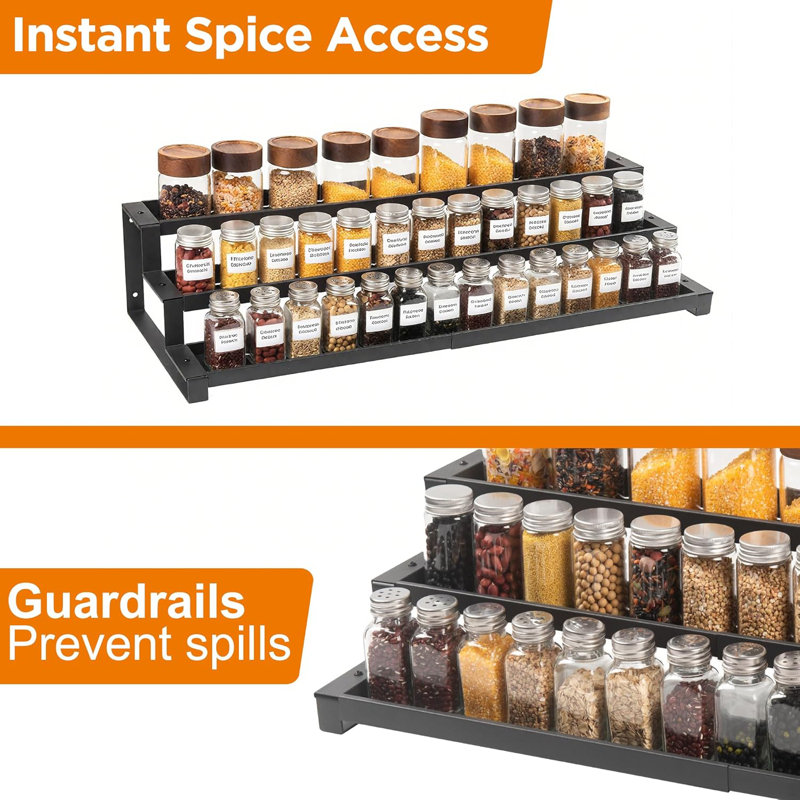 3-Tier Spice Rack Organizer for Kitchen Cabinet or Pantry