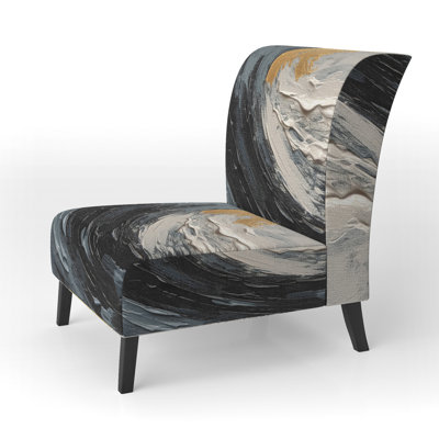 Fauteuil de chambre rembourré moderne doré et noir avec spirales vibrantes dorées et noires