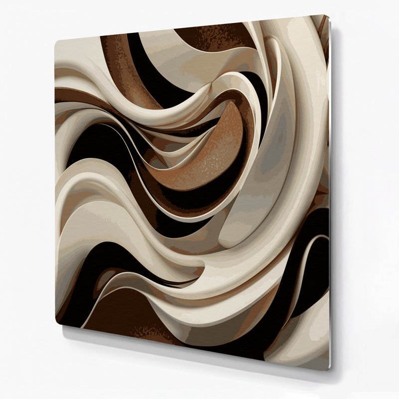 «Biomorphic Abstraction 72», art mural en métal beige, H 8 po x l 8 po