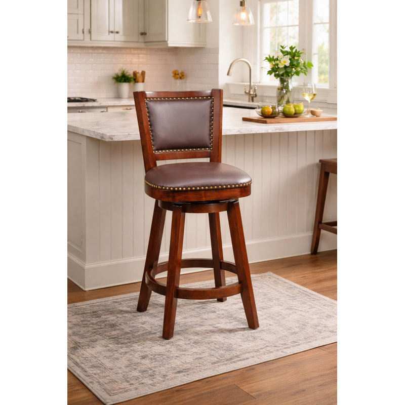 Tabouret de bar et de comptoir Angelja, Cerisier, Tabouret de comptoir (siège d'une hauteur de 25,7