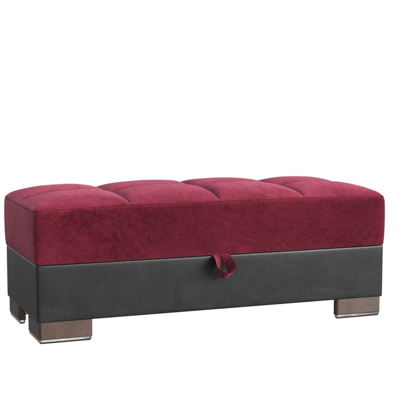 Repose-pieds en bois avec rangement Primenest Collection Zenaero, Rouge