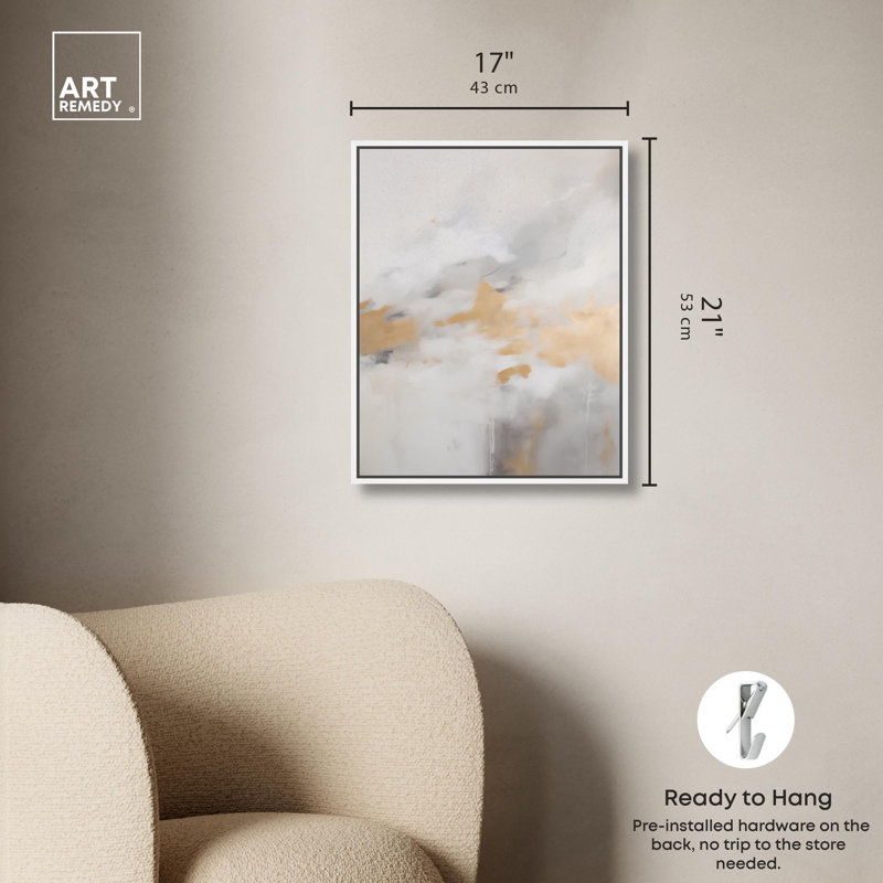 Toile «Mlevered Mist II» par Art Remedy, H 21 po x l 17 po, Cadre flottant, Doré