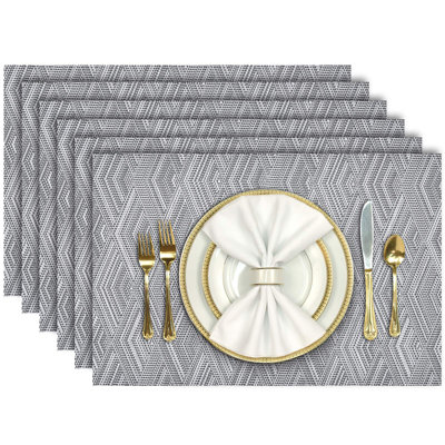6-Pack Woven Placemats - PVC Vinyl Table Mats, Heat Resistant Stain Resistant Easy to Clean