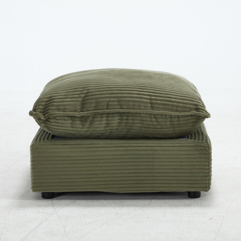 31.5“ Heffernan Ottoman Modular Sectional Sofa, Green Corduroy
