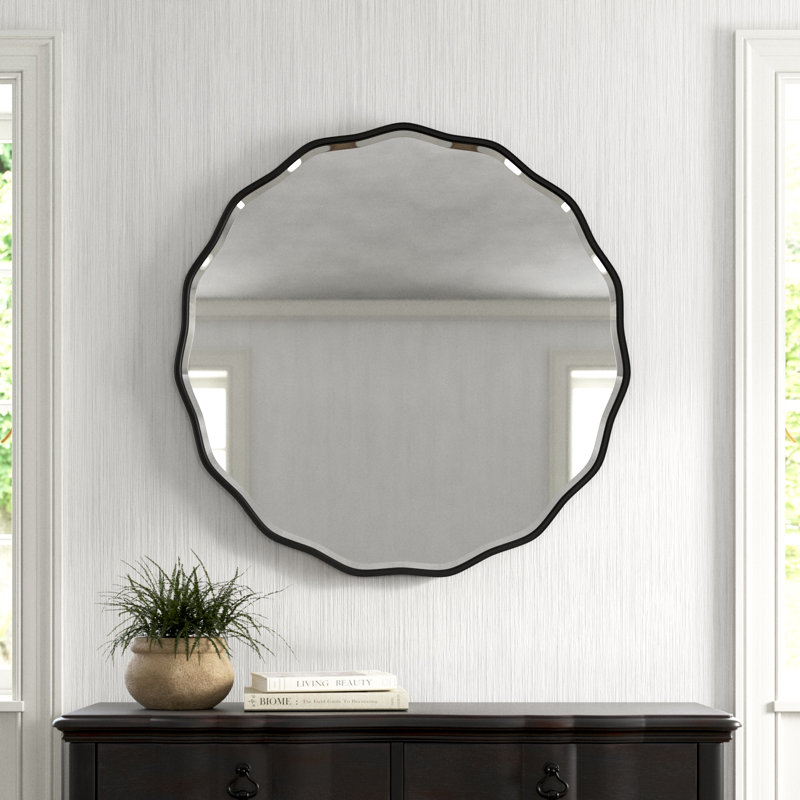 Wilmot Scalloped Wall Mirror, Aged Gold