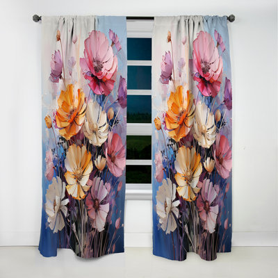 Rideau occultant multicolore en acrylique I - Cornflowers - 1 panneaux