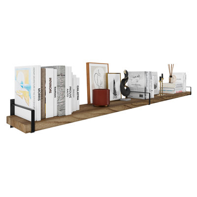 9.25" Floating Shelf For Living Room, Hanging Shelf With Heavy Duty Brackets, Office Shelf, Farmhouse And Boho Decor, Burnt, 1pc