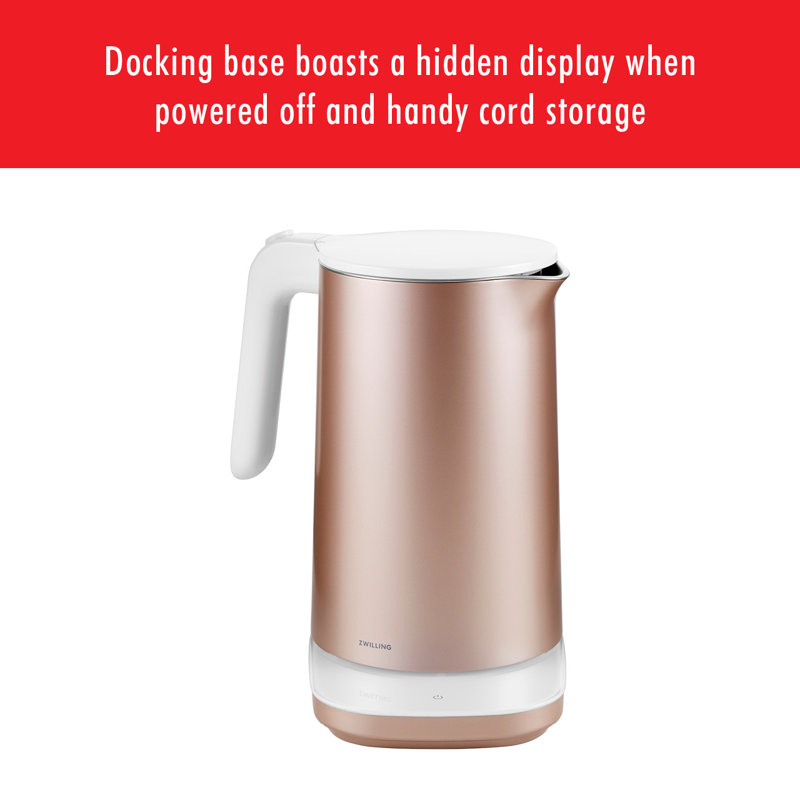 ZWILLING Enfinigy 1.56-Qt Cool Touch Stainless Steel Electric Kettle Pro, Tea Kettle, Rose