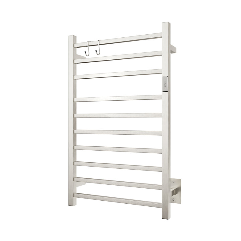 10 Bars Straight Electric Towel Warmer Wall Mounted 3 Working Modes, Brushed