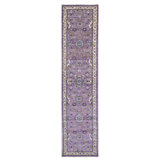 Hand Knotted Wool Area Rug in Purple And Beige