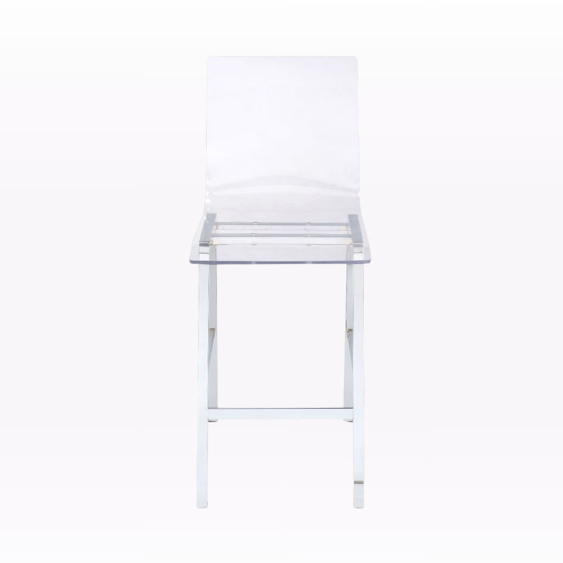 Chaise à hauteur de comptoir Delphine (ensemble de 2) en acrylique transparent et chrome