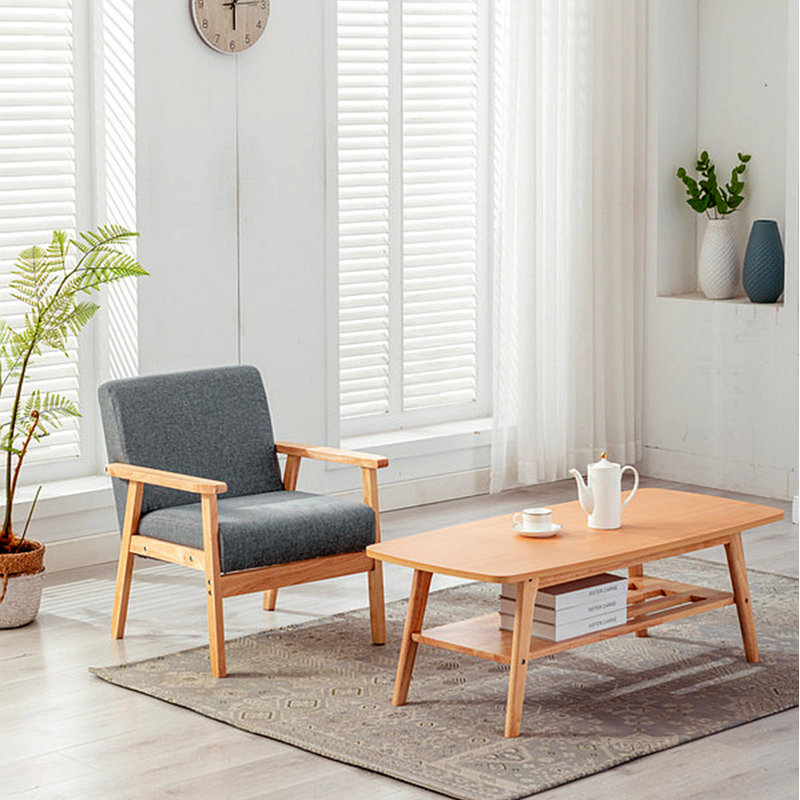Fauteuil l 21,59 po Lenell, Naturel, Lin gris