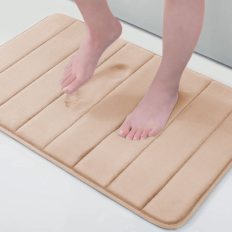 Navaiah Premium Memory Foam Bath Mat - Ultra Soft, Absorbent, Anti-Skid and Machine-Washable, 40cm x 60cm, Cream