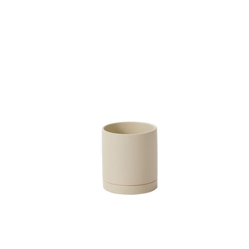 Pot neutre avec soucoupe Swerve, Beige, H 5,75 po x l 5 po x P 5 po