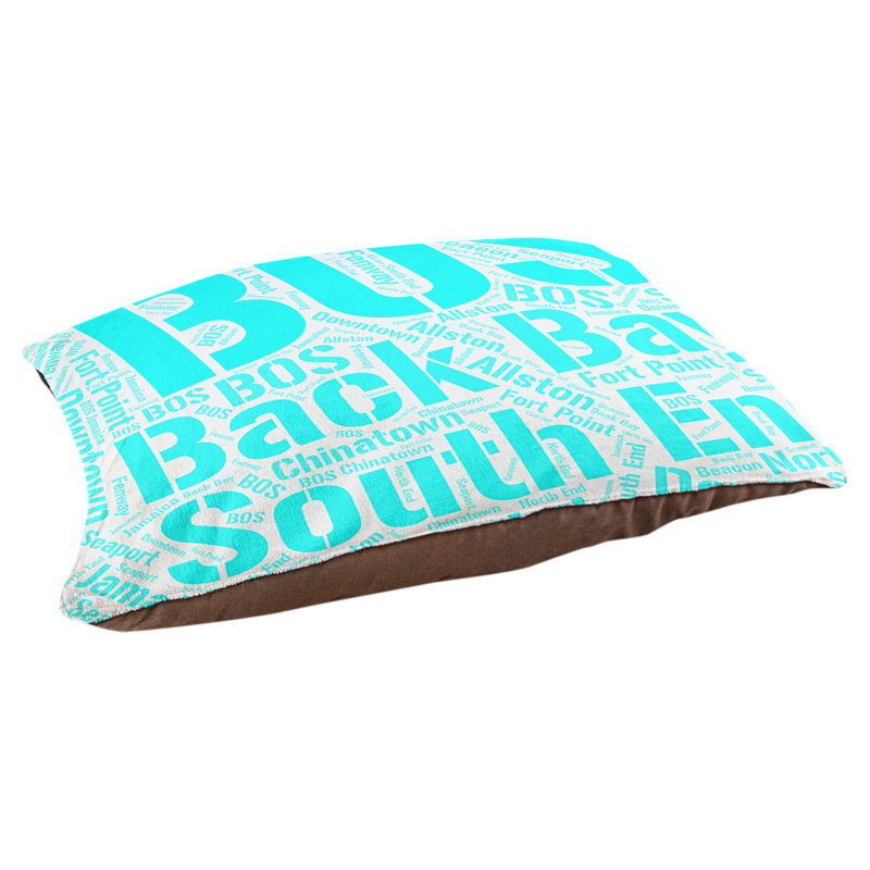 Coussin de chien « districts », Moyen (H 9,5 po x l 28 po x P 18 po), Cyan, Boston
