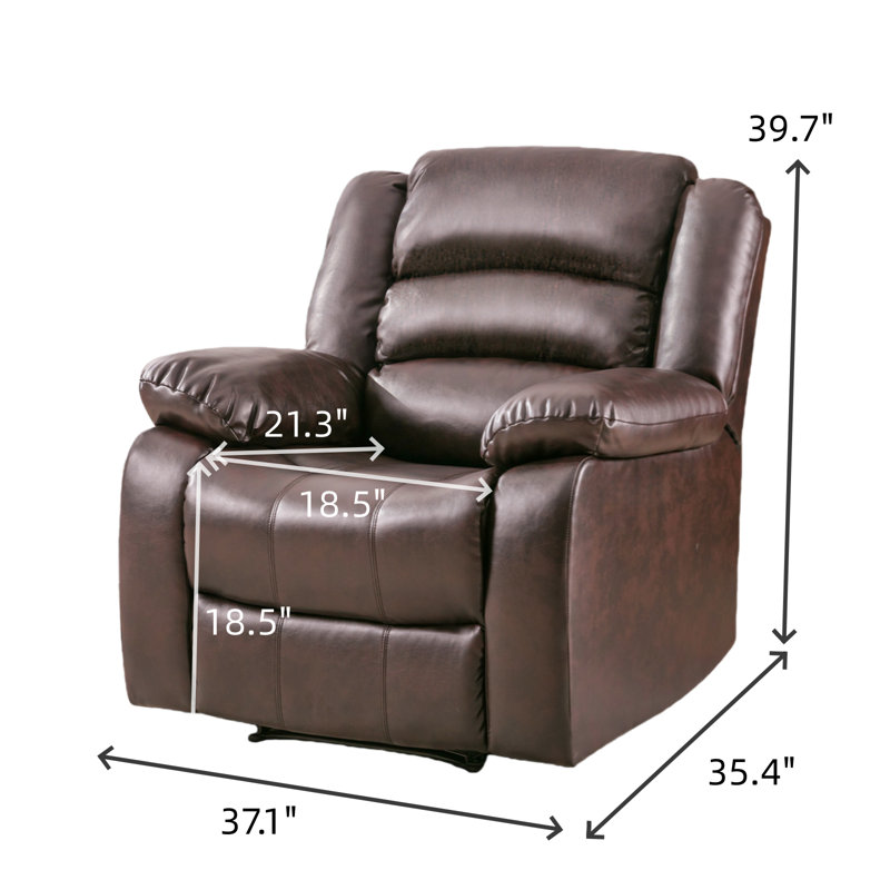 Modern and Overstuffed Breathable Faux Leather Manual Recliner, Brown Faux Leather