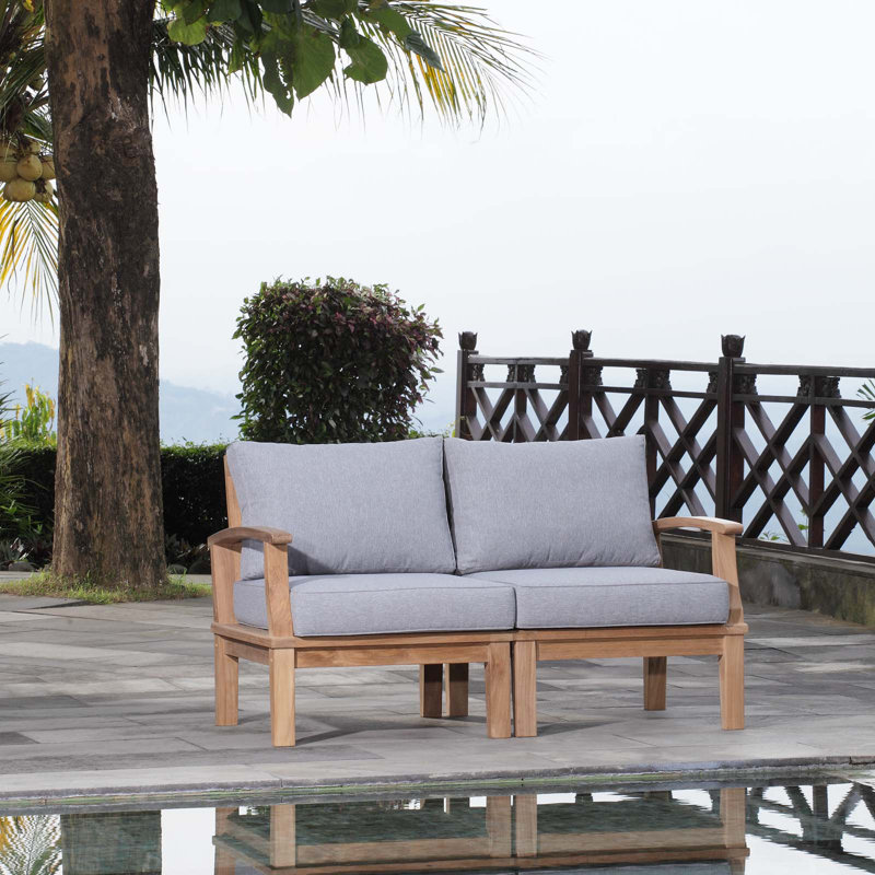 Modway Marina 2 Piece Outdoor Patio Teak Set, Gray