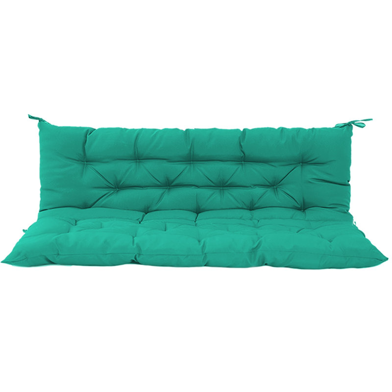 3 Seater Outdoor Porch Swing Cushion with Backrest, Blue/Green