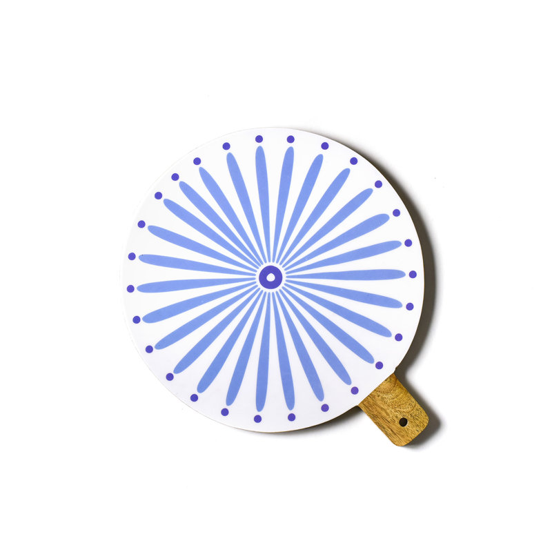 Iris Blue Round Wood Cheese Board
