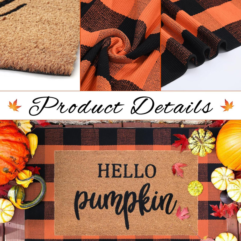 Paillasson Fall Decor, Noir / Orange, L 36 po x L 60 po