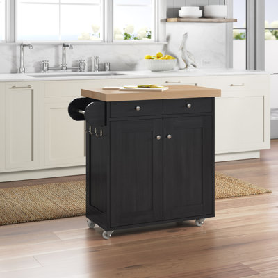 LPD Home 95 cm W Kitchen Island with Pine Solid Wood Top