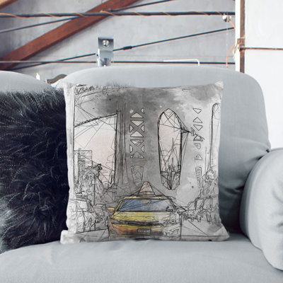 Taxi Cab in New York City Cushion with Filling