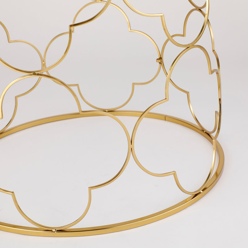 Jadonte Set 2 Round Nesting Gold Metal Glass Top End Side Table