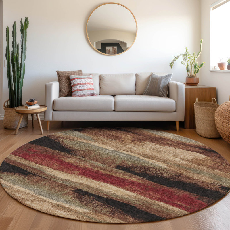 Premium Machine Washable Prisco Mocha Rug, Round 8'