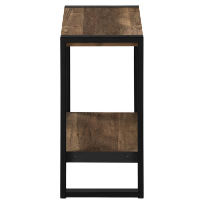 2 - Tier Industrial Accent Table With Brown Laminate Finish And Black Metal Legs For Bedroom, Living Room, Side Or End Use, Assembly Required, 18 Lb Product Weight Industrial, Tier, Table, Laminate,