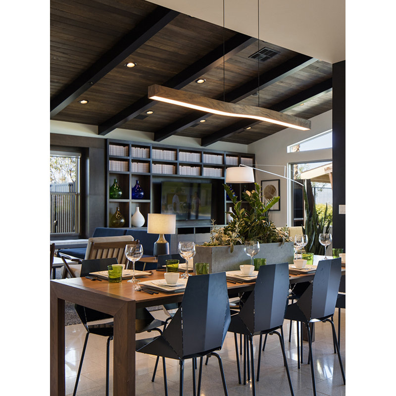 Camur 1 - Light LED Pendant, Dark Stained Walnut