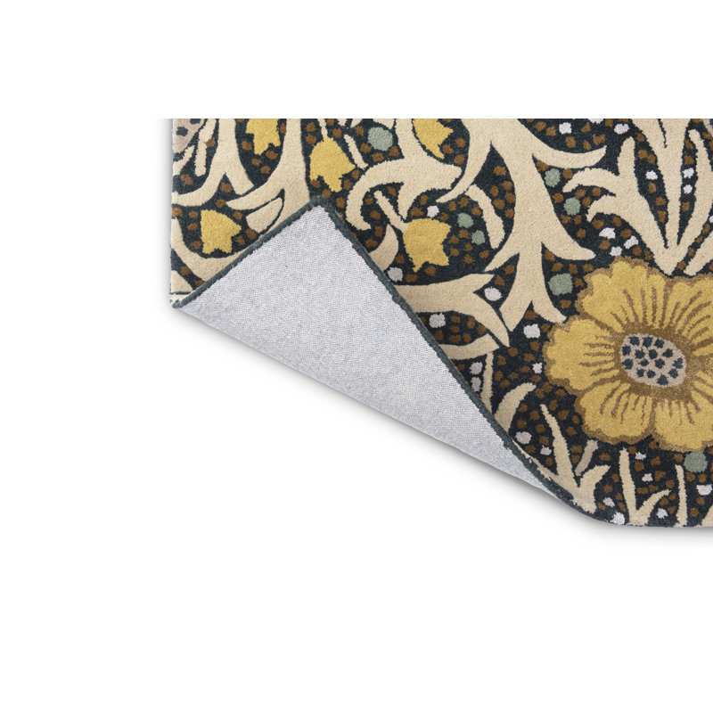 Morris Hand Tufted Wool Floral Area Rug in Blue, Rectangle 4'7" x 6'7"
