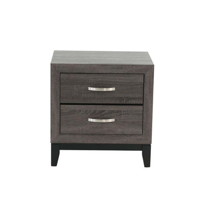 Rustic Nightstand, 2-Drawers Bed Side Table