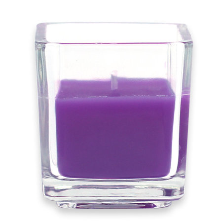 Bougie votive carrée en verre sans parfum, Mauve, Ensemble de 96