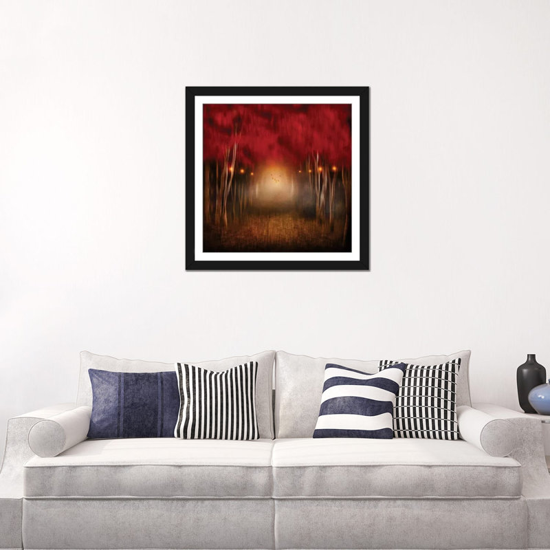Melody rouge, reproduction d’art sur toile tendue, H 24 po x l 24 po x P 1 po, Papier d'art encadré noir, Blanc