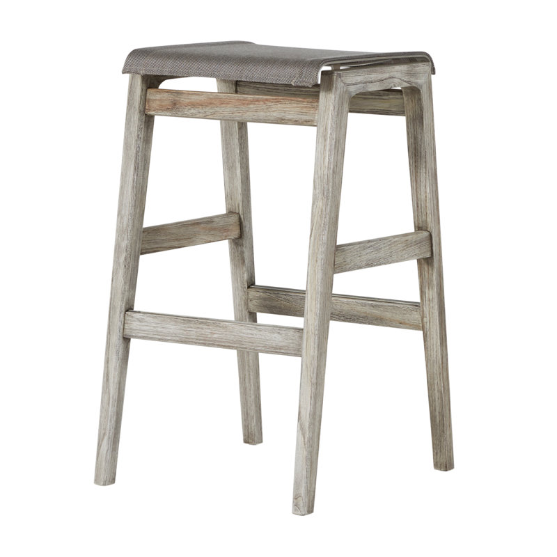 Coast Patio Bar Stool, Oyster Teak Frame/Gray Sling