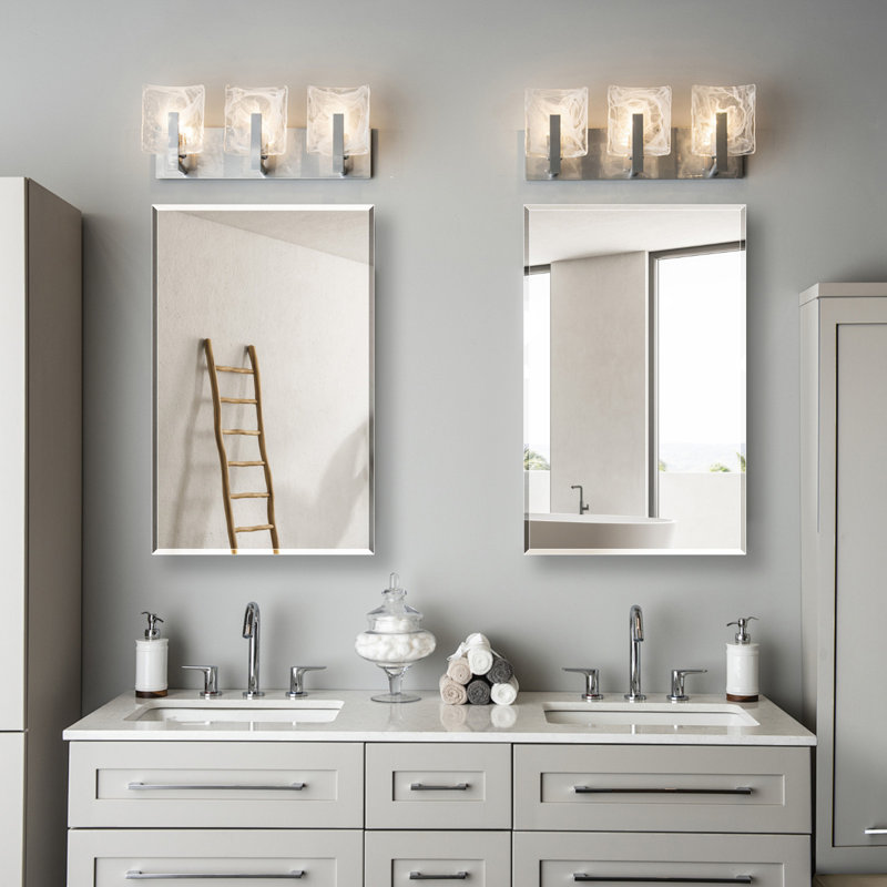 Medicine Cabinet With Mirror Door & Removable Shelves, Rectangular Beveled Edge Frame, No Assembly（White）