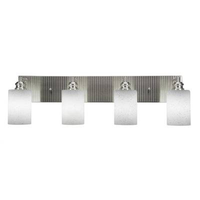 Edge 4 Light Bath Bar Shown In Brushed Nickel Finish With 4" White Muslin Glass